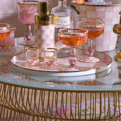 Rosy Check Round Tray by MacKenzie-Childs